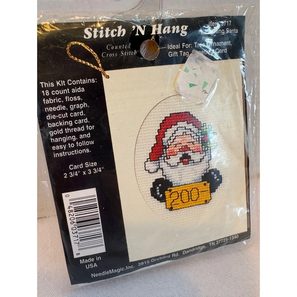 NeedleMagic Stitch N Hang Laughing Santa Counted‎ Cross Stitch Kit 3717 Vintage
